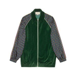 Gucci Mens Bi-material Oversize Track Jacket In Green